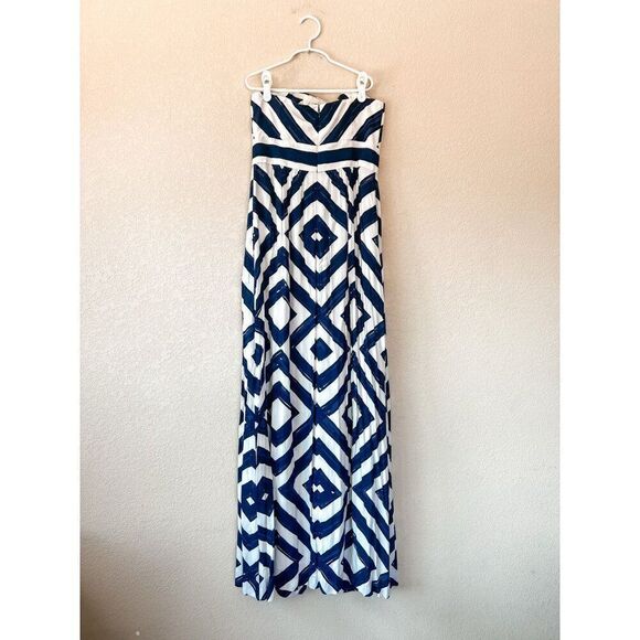 NWT! Vineyard Vines Strapless Navy and White Diamond Print Maxi Dress Size 2 - Picture 4 of 5